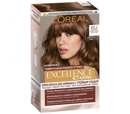 L'Oreal Paris Excellence Universal Nudes Краска для волос 6U Универсальный темно-русый