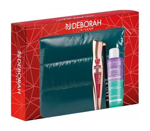 Deborah Набор в косметичке 01 Тушь+Карандаш для век 251+Средство для снятия макияжа+Косметичка