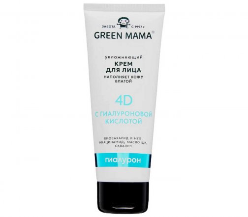 Green Mama Гиалурон 4D Крем увлажняющий для лица, шеи и декольте с гиалуроновой кислотой 75мл