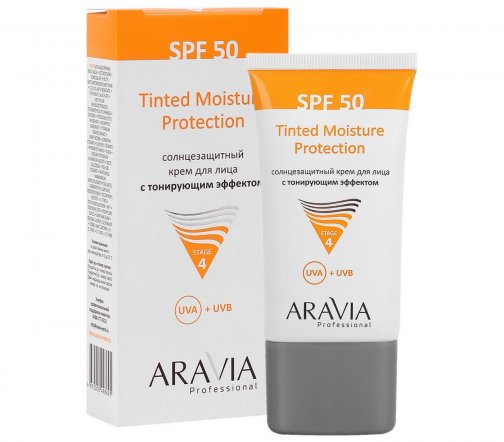 Aravia Professional Крем солнцезащитный для лица с тонирующим эффектом SPF50+ 50мл