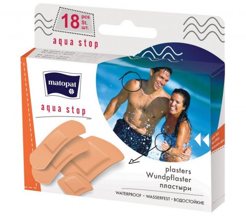 Matopat Пластыри водостойкие телесного цвета Aqua Stop 18шт