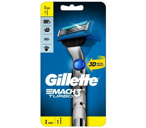 Gillette Men Mach3 Turbo 3D Станок бритвенный с 2 сменными кассетами