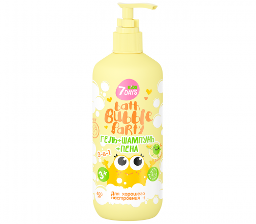 7Days Гель+шампунь+пена 3в1 Bath Bubble Party Дыня 400мл