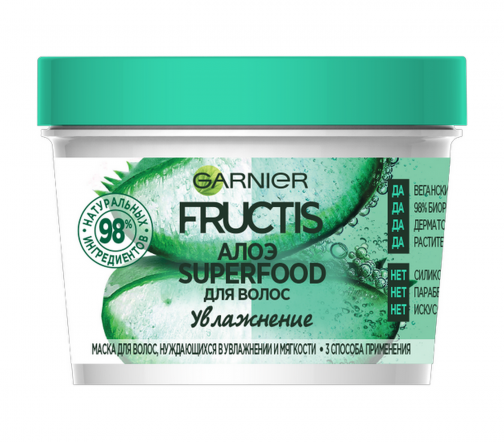 Garnier Fructis Маска увлажняющая для волос 3в1 Алоэ SuperFood 390мл