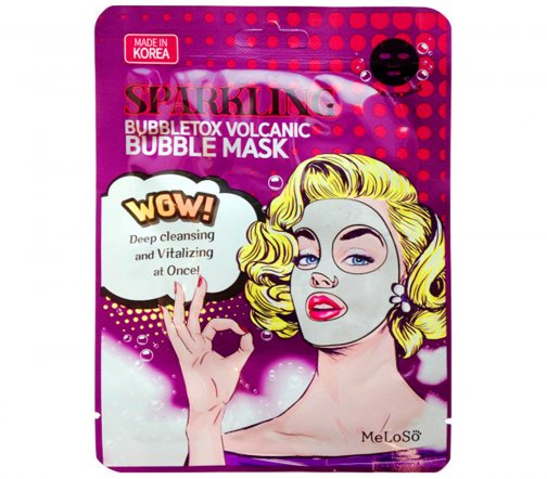 Meloso Sparkling Маска тканевая кислородная с вулканическим пеплом для лица Bubbletox