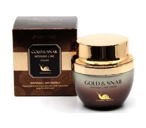 3W Clinic Gold&Snail Intensive Крем для лица с золотом и муцином улитки 55мл