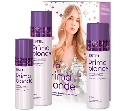 Estel Prima Blonde Набор Бальзам-блеск 200мл+Шампунь-блеск 250мл+Масло-уход 100мл