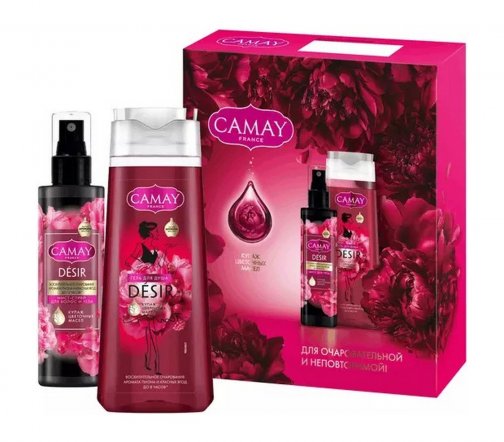 Camay Набор Desir Гель для душа Пион и красные ягоды 250мл+Мист для волос и тела 190мл