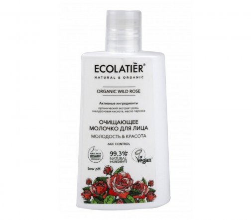 Ecolatier Organic Wild Rose Молочко для лица очищающее Молодость и красота 250мл