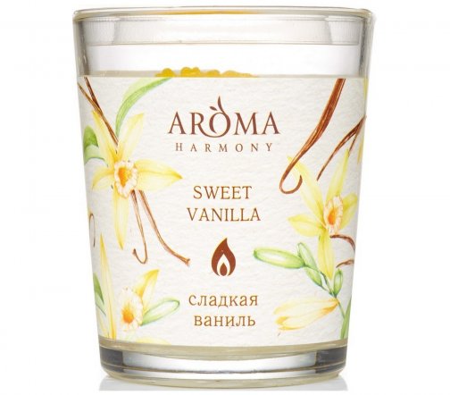Aroma Harmony Свеча ароматическая в стакане Сладкая ваниль 160гр