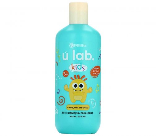 Ural Lab Kids Шампунь-гель-пена 3в1 Сладкая жвачка 3+ 400мл