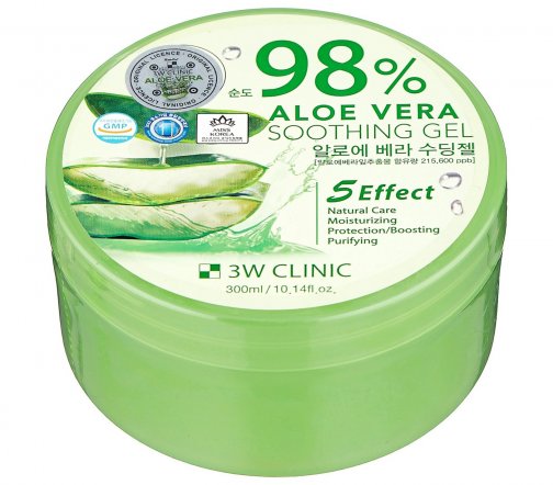 3W Clinic Aloe Vera Soothing Gel Гель универсальный увлажняющий с алоэ вера для лица и тела 98% 300м