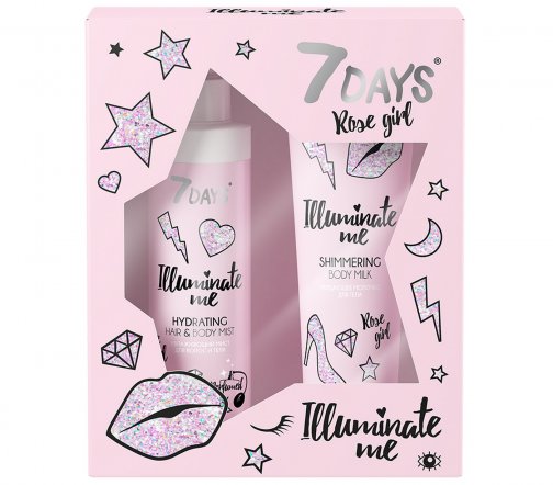 7Days Набор Молочко для тела+Спрей для волос Illuminate Me Rose Girl