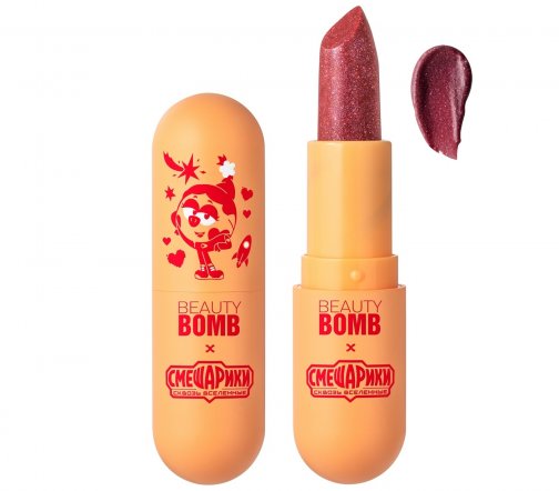 Beauty Bomb Помада-бальзам увлажняющая Смешарики 01 Полупрозрачный, нежно-розовый