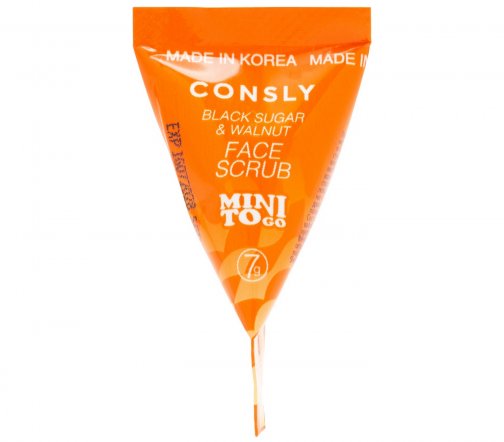 Consly Mini To Go Скраб для лица с черным сахаром и грецким орехом 7гр