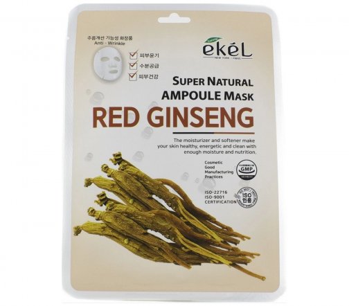 Ekel Маска тканевая для лица Red Ginseng Super Natural 25мл
