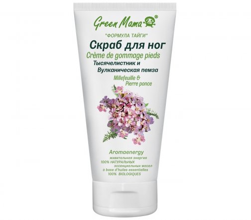 Green Mama Формула Тайги Скраб для ног Тысячелистник и Вулканическая пемза 100мл