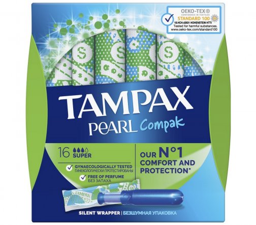 Tampax Тампоны Compak Pearl Super Duo с аппликатором 16шт