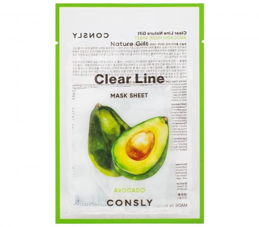 Consly Clear Line Маска тканевая смягчающая с экстрактом авокадо 25мл