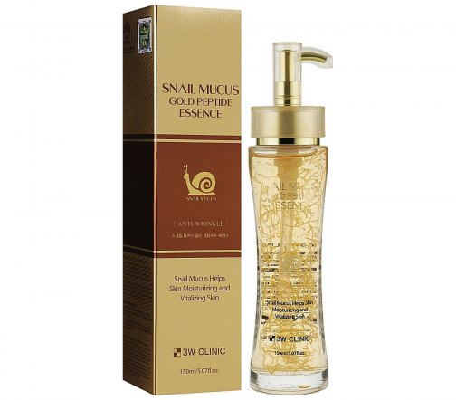 3W Clinic Эссенция для лица Snail Mucus Gold Peptide 150мл