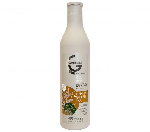 Greenini Шампунь для волос Укрепление и сила Henna&Green Tea 500мл