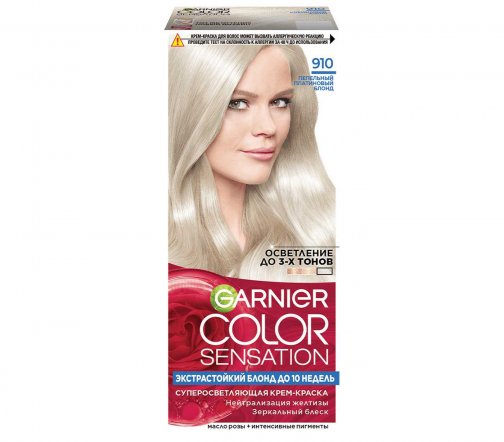 Garnier Color Sensation Роскошь цвета Крем-краска для волос 910 Пепельно-платиновый блонд