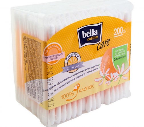 Bella Палочки ватные Cotton с экстрактом апельсина и Д-Пантенола 200шт