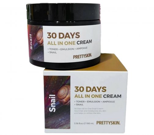 PrettySkin 30days All In One Snail Крем универсальный для лица с улиточным муцином 100мл