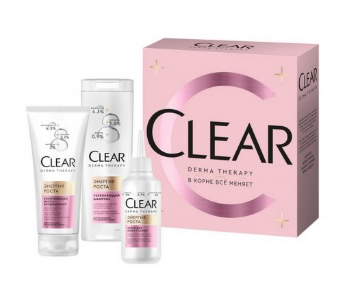Clear Набор Derma Therapy Шампунь укрепляющий 200мл+Маска-кондиционер 200мл+Скраб для головы 150мл