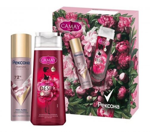 Camay Набор Desir Гель для душа Пион и красные ягоды 250мл+Дезодорант-спрей парфюмированный 150мл