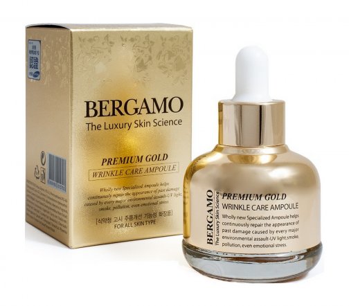 Bergamo The Luxury Skin Science Premium Сыворотка омолаживающая ампульная для лица с золотом 30мл
