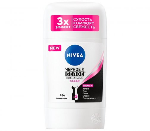 Nivea Дезодорант-антиперспирант стик Черное и белое Невидимый Clear 50мл