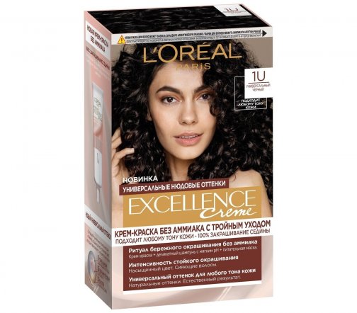 L'Oreal Paris Excellence Universal Nudes Краска для волос 1U Универсальный черный