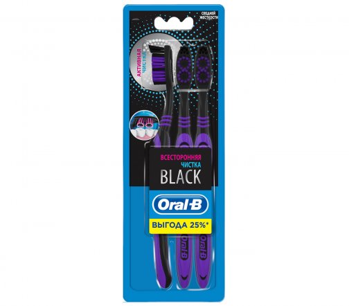 Oral-B Black Medium Щетка зубная Всесторонняя чистка средняя 3шт