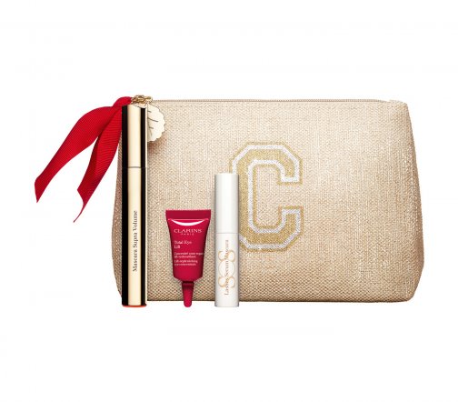 Clarins Набор Тушь 01+Праймер для ресниц+Концентрат с эффектом лифтинга 3мл+Косметичка