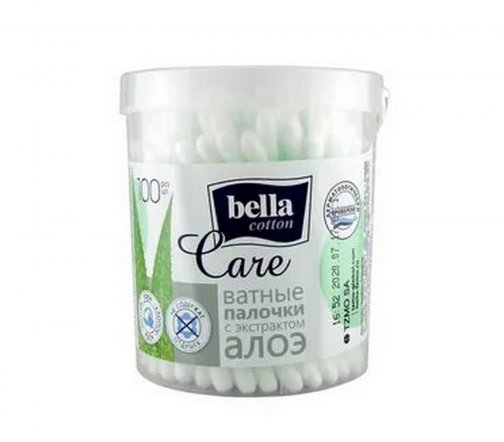 Bella Care Палочки ватные с экстрактом алоэ 200шт банка