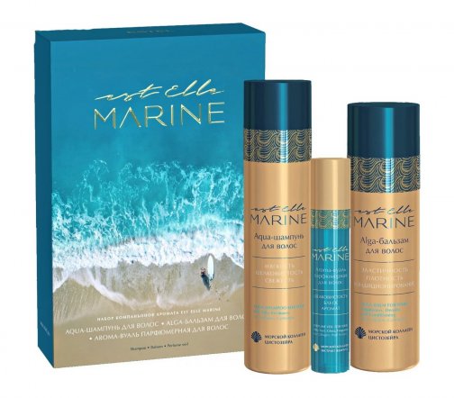 Estel Est Elle Marine Набор компаньонов аромата Aqua-шампунь 250мл+Alga-бальзам 200мл+Aroma-вуаль 20