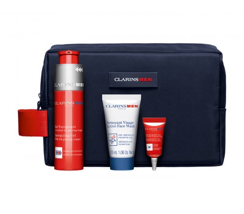Clarins Men Набор Гель для умывания 125мл+Бальзам для лица 50мл+Шампунь-гель 30мл+Масло для бритья 3
