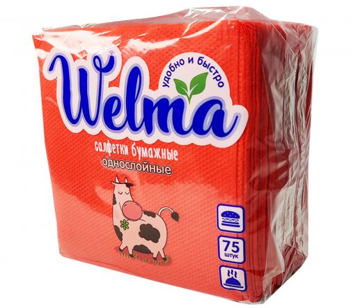 Welma Салфетки бумажные однослойные ассорти 75шт