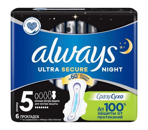 Always Прокладки гигиенические Ultra Secure Night 6шт