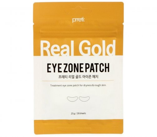 Prreti Патчи тканевые антивозрасные для кожи вокруг глаз с золотом и коллагеном 30шт
