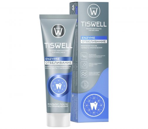 Tiswell Зубная паста отбеливающая энзимная от темного налета и камня 110гр