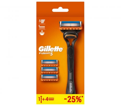 Gillette Fusion5 Станок бритвенный с 4 сменными кассетами