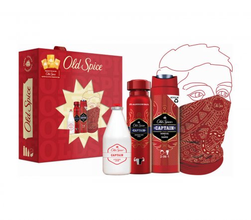Old Spice Men Набор Captain Гель-шампунь 2в1 250мл+ Дезодорант-спрей 150мл+Лосьон после бритья 100мл