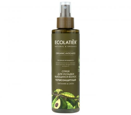 Ecolatier Organic Avocado Спрей термозащитный для укладки вьющихся волос Питание и сила 200мл