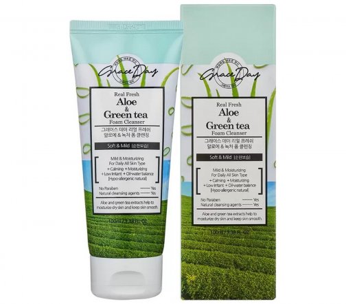 Grace Day Aloe&Green Tea Пенка для умывания с экстрактом алое и зеленого чая 100мл