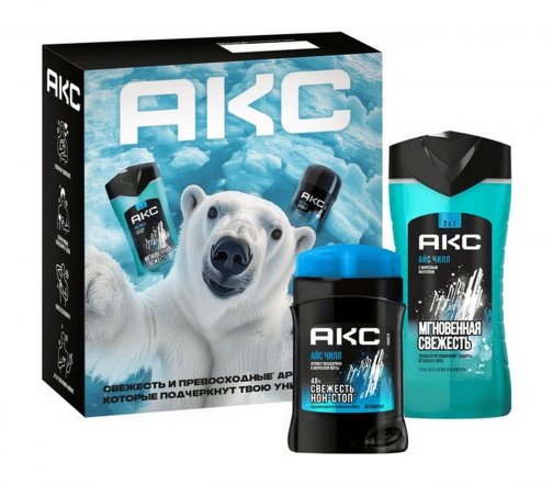 Axe Набор Айс Чилл New Гель для душа и шампунь 2в1 250мл+Дезодорант-стик 50мл