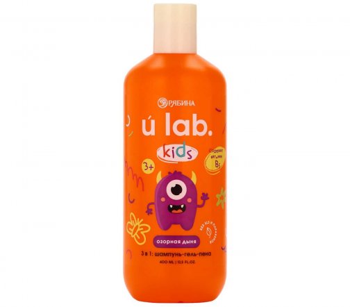 Ural Lab Kids Шампунь-гель-пена 3в1 Озорная дыня 3+ 400мл