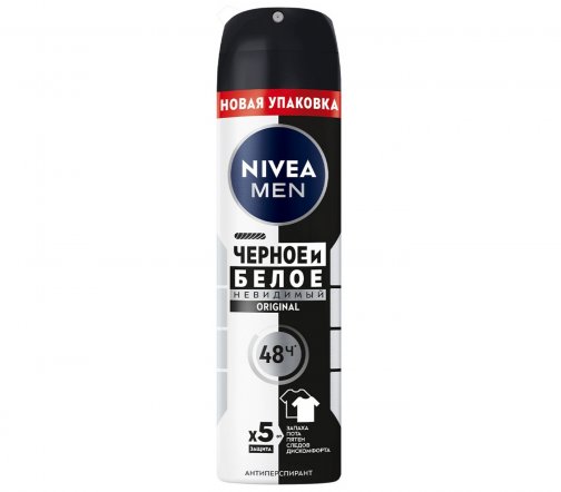 Nivea Men Дезодорант-антиперспирант спрей Невидимая защита Черное и Белое Original 150мл