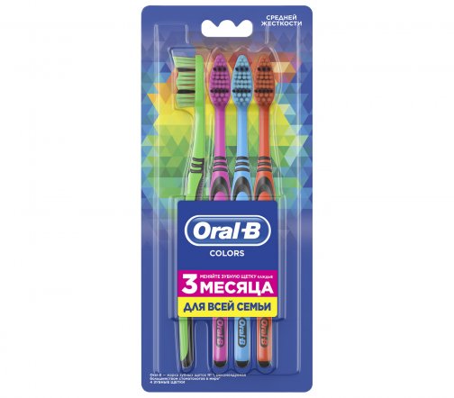 Oral-B Color Щетка зубная мануальная средней жесткости 4шт